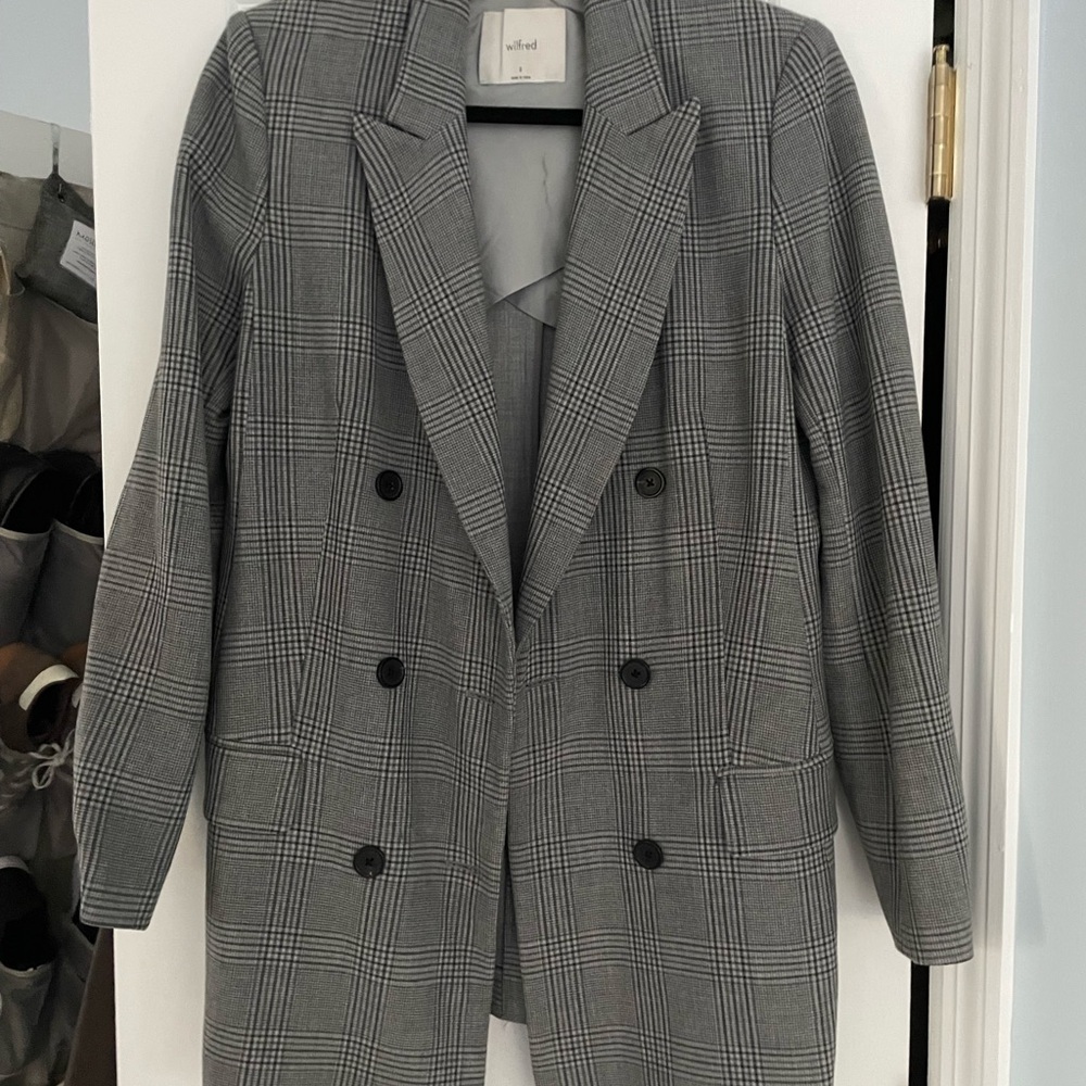 Wilfred Black and Gray Checkered Blazer